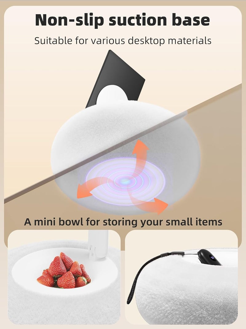 VOLTIFYMAX Magnetic Kindle Holder with Page Turner, Cozy Pillow Kindle Stand for Reading, 360° Adjustable Phone Holder for Bed, Small Bowl for Tablet Stand with Stable Suction Base (White) - Image 5